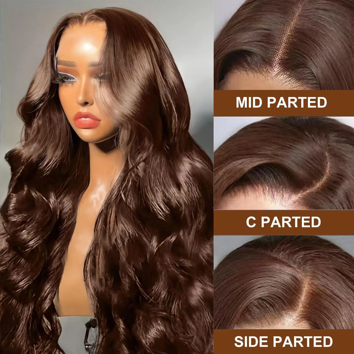 13x4 Chocolate Brown Body Wave Lace Front Wig 30 36 Inch 100% Brazilian Human Hair Wigs Lace Front Wig 13x6 Brown Wig For Women