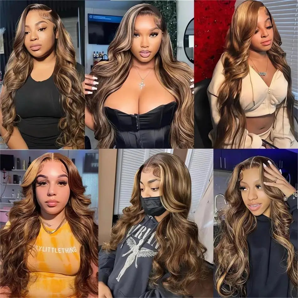 1b30 Black Brown Lace Front 13x4 Body Wave Wigs  P427 Highlight Ombre 100% Human Hair 13x6 HD Lace Frontal Blonde Colored Wig