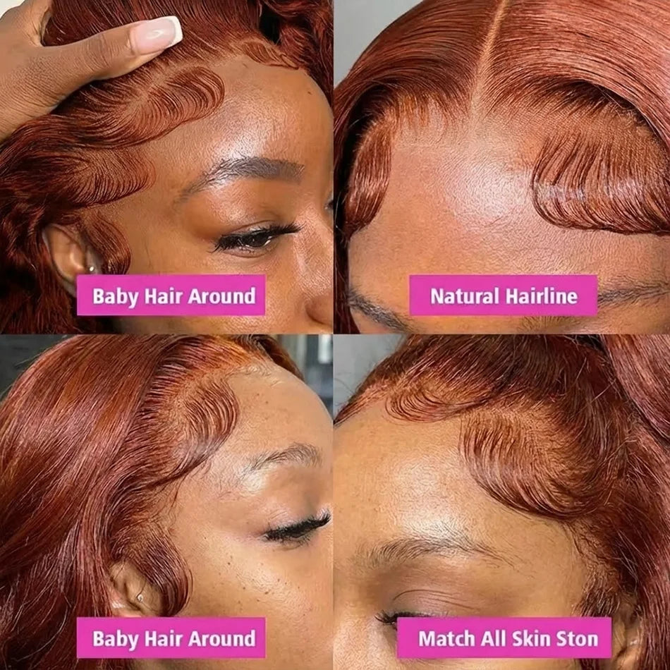 Reddish Brown 13x4 13x6 Lace Front Wigs Human Hair Pre Plucked 250 Density Body Wave Colored Human Hair Lace Frontal Human Wig
