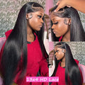 30 40 Inch 13x4 HD Transparent Bone Straight Lace Front Wig 200 Density Brazilian 13x6 Lace Frontal Wigs Human Hair For Women