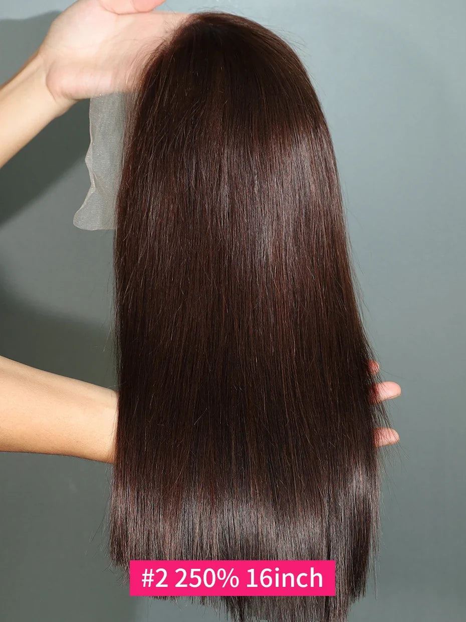 #2 Brown Chocolate Color 250 Density Lace Frontal Wig Human Hair Raw Vietnamese Double Drawn 13x4 Bob Lace Front Human Hair Wigs