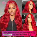 38 40 Inch Hot Red 13x6 Hd Lace Frontal Wigs Human Hair Wig Brazilian Red Colored Body Wave 13x4 Lace Front Wig For Black Women