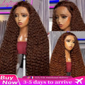 Chocolate Brown Curly Wave 13x6 Hd Lace Human Hair Wig 30 38 Inch Water Wave Human Hair Wig 13x4 Frontal Wig Hd Lace #4 Colour