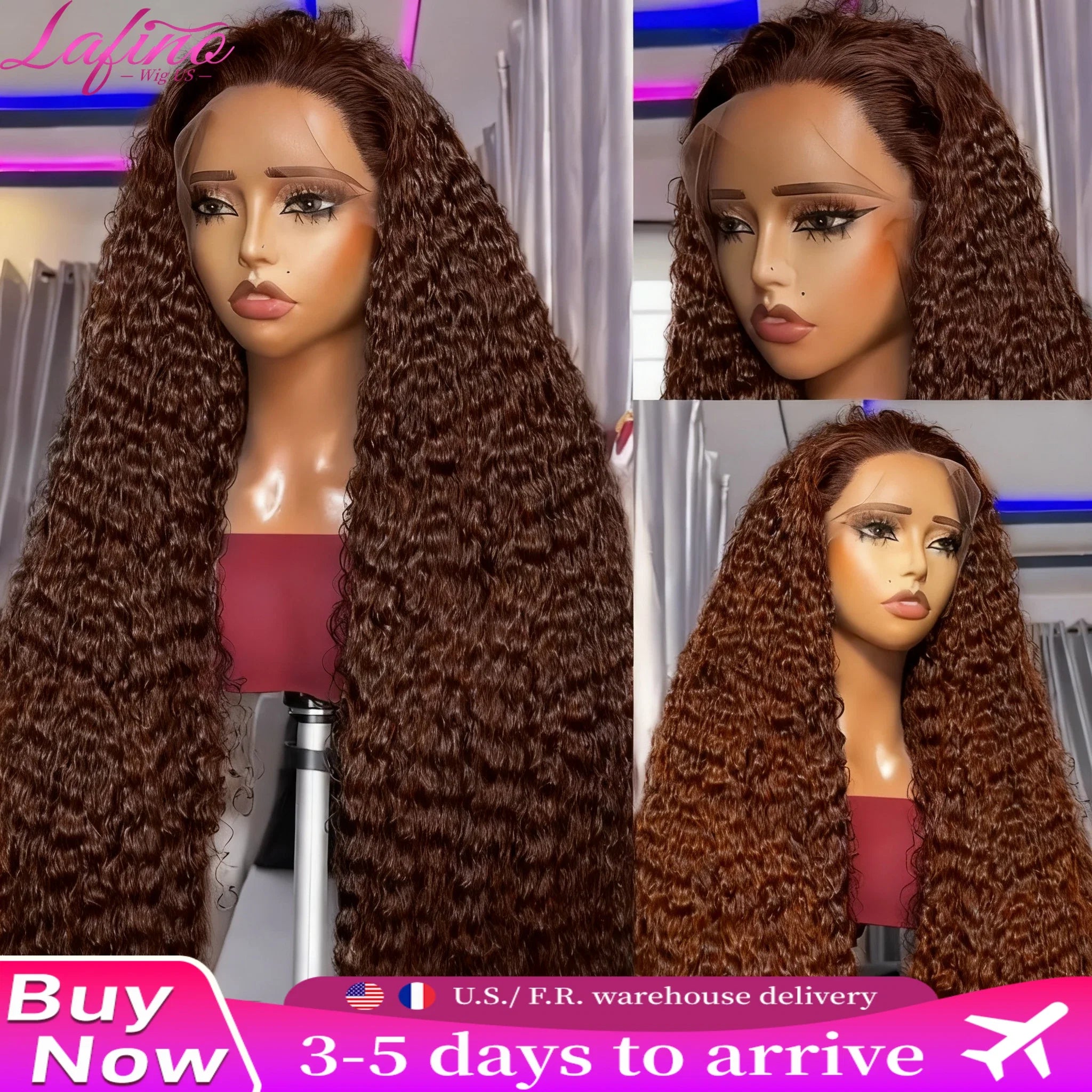 Chocolate Brown Curly Wave 13x6 Hd Lace Human Hair Wig 30 38 Inch Water Wave Human Hair Wig 13x4 Frontal Wig Hd Lace #4 Colour