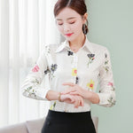 Women's blouse office chiffon blouse shirt casual tops plus size blusas mujer de moda 2019 White 5XL blouses