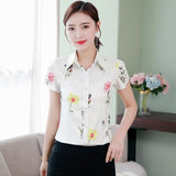 Women's blouse office chiffon blouse shirt casual tops plus size blusas mujer de moda 2019 White 5XL blouses