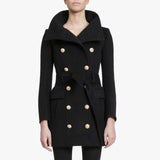 Autumn winter coat women's wool coat double breasted coat elegant bodycon wool long coat manteau femme hiver