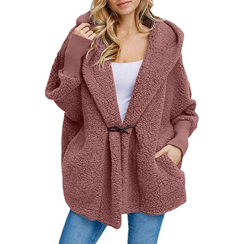 Fashion 2018 Women's winter casual Button Pocket warm Hooded Long Sleeve Plush Coat manteau femme manteau femme hiver 6 COLORS