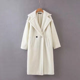 2019 New Winter Woolen Coats Women'S Manteau Long Thicken Turndown Lamb Wool Jacket Fashion Femme Mujer Velvet Vintage Outerwear