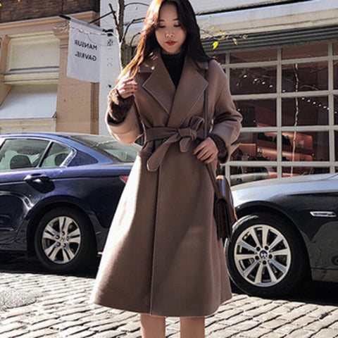 Women Winter Coat Women Overcoat Warm Comfortable Coat for Ladies Belted Korean Women's Outwear manteau femme hiver