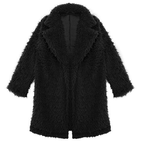 Manteau Femme Women's Fuzzy Fleece Open Front Long Cardigan Coat Faux Fur Warm 2019 Winter Outwear Jackets