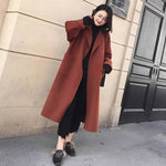 Casual Woolen Blend Trench Coat Oversize Solid Cashmere Coats Cardigan Long Outwear With Belt Autumn winter Women's   Manteau