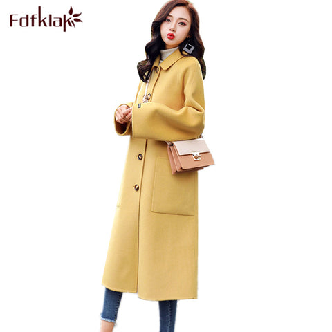 Fdfklak Fashion korean slim long winter coat women wool coats female cashmere jacket autumn women's jackets  manteau femme new