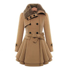 Manteau Femme Hiver fur crust Long winter wool Jas Women Fat tobacco Women's wool Jas Abrigos Mujer Invierno  Z338