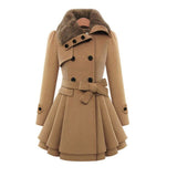 Manteau Femme Hiver fur crust Long winter wool Jas Women Fat tobacco Women's wool Jas Abrigos Mujer Invierno  Z338