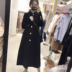 2019 new women autumn woolen coat female long-sleeved black large size Slim long woolen coat Manteau Femme winter women coat f23