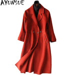 AYUNSUE 100% Wool Coat Women 2019 New Autumn Winter Female Jacket Long Women's Cashmere Coats manteau femme hiver 37111 WYQ1197