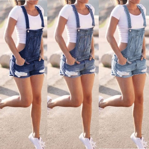 2018 Newest Women's Denims Pants Hole Jumpsuits Romper Ripped Jeans Overralls Suspender Trousers Shorts Outdoors Plus Size