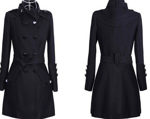 New vetement femme Vintages Women's Trench Coat Plus Size 43XL Long Woolen Winter Double-breasted Jackets feminino WT28